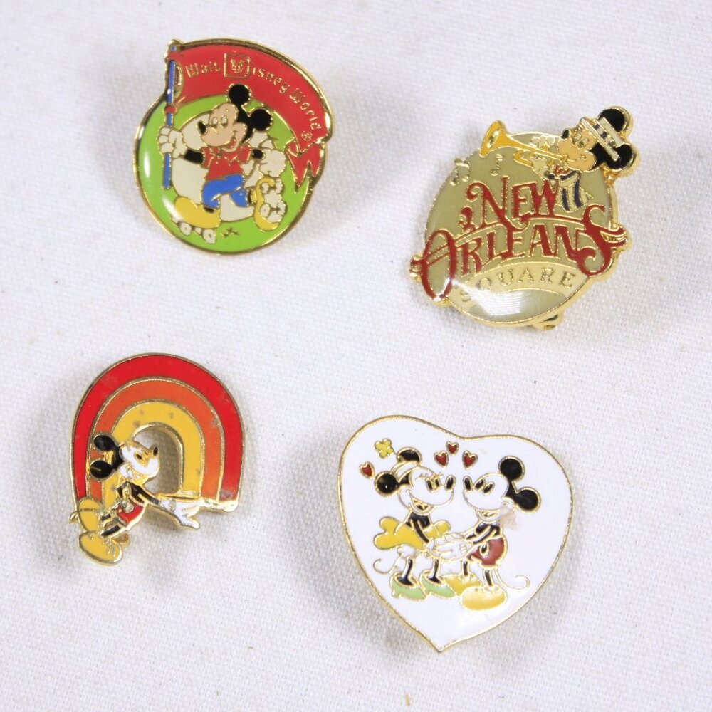 Vintage Taiwan Disney Park pins set of 4, Disney World enamel pins, Mickey